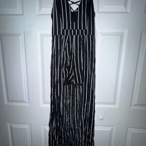 Black and White Striped Maxi Dress